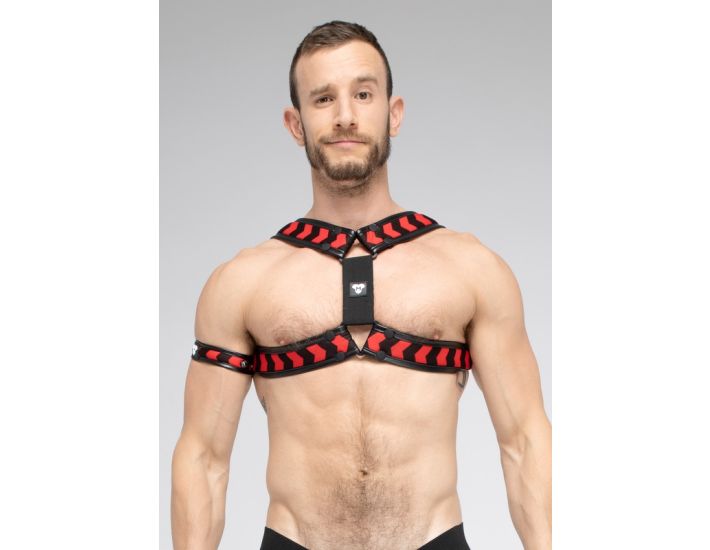 Maskulo Skulla X-Style Bulldog Harness in Black/Red
